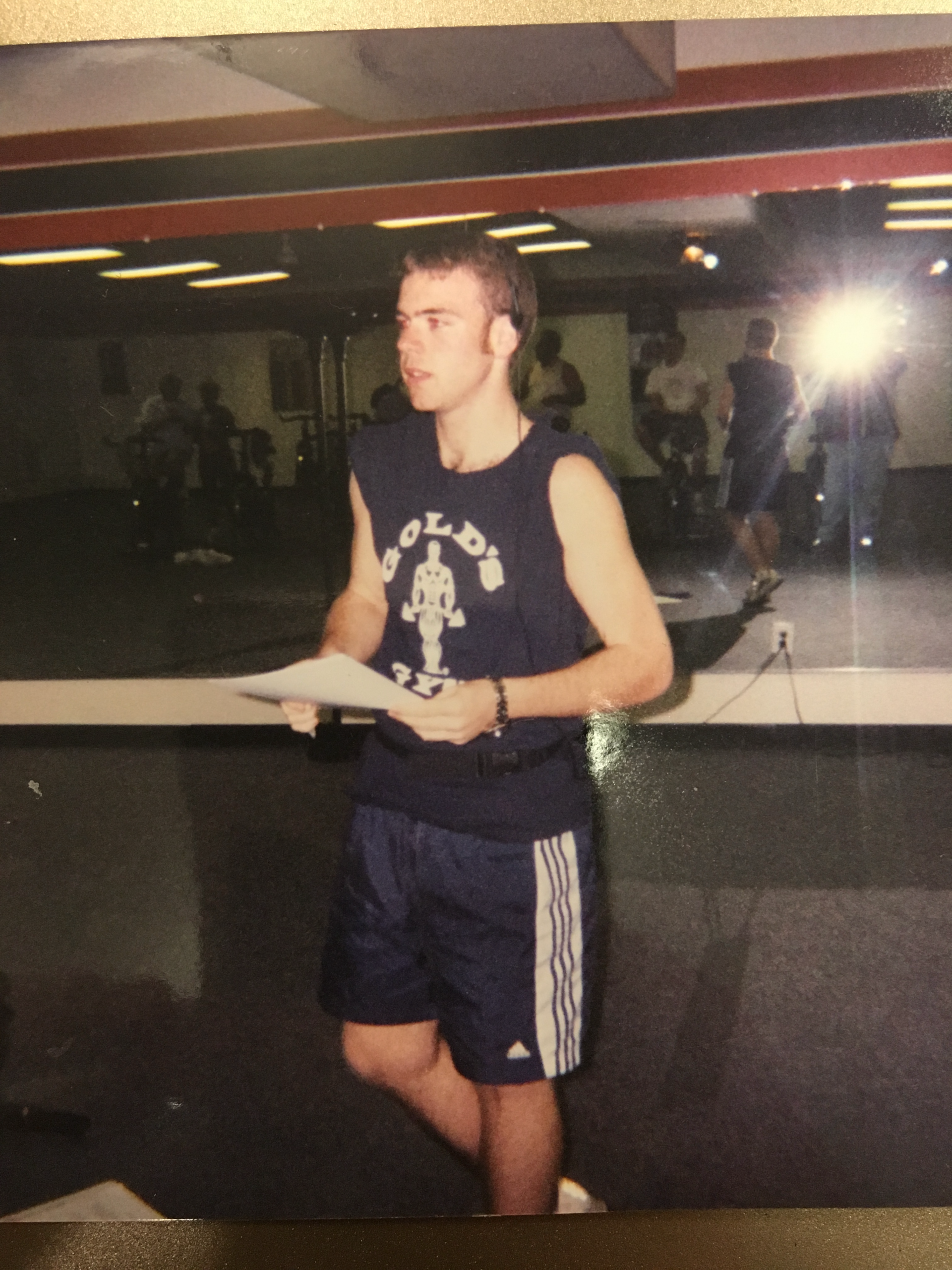 Steven Trotter leading a class at Gold's Gym early in his coaching career, circa 2002