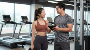 Fitness studio operator reviewing a client biomarker dashboard report — biomarker coaching workflow 2026