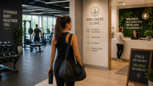 Fitness coach working with a client on GLP-1 medication — resistance training and muscle preservation programming 2026