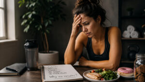 Fitness coach in supportive conversation with client about nutrition and emotional wellbeing — emotional eating scope of practice new coach